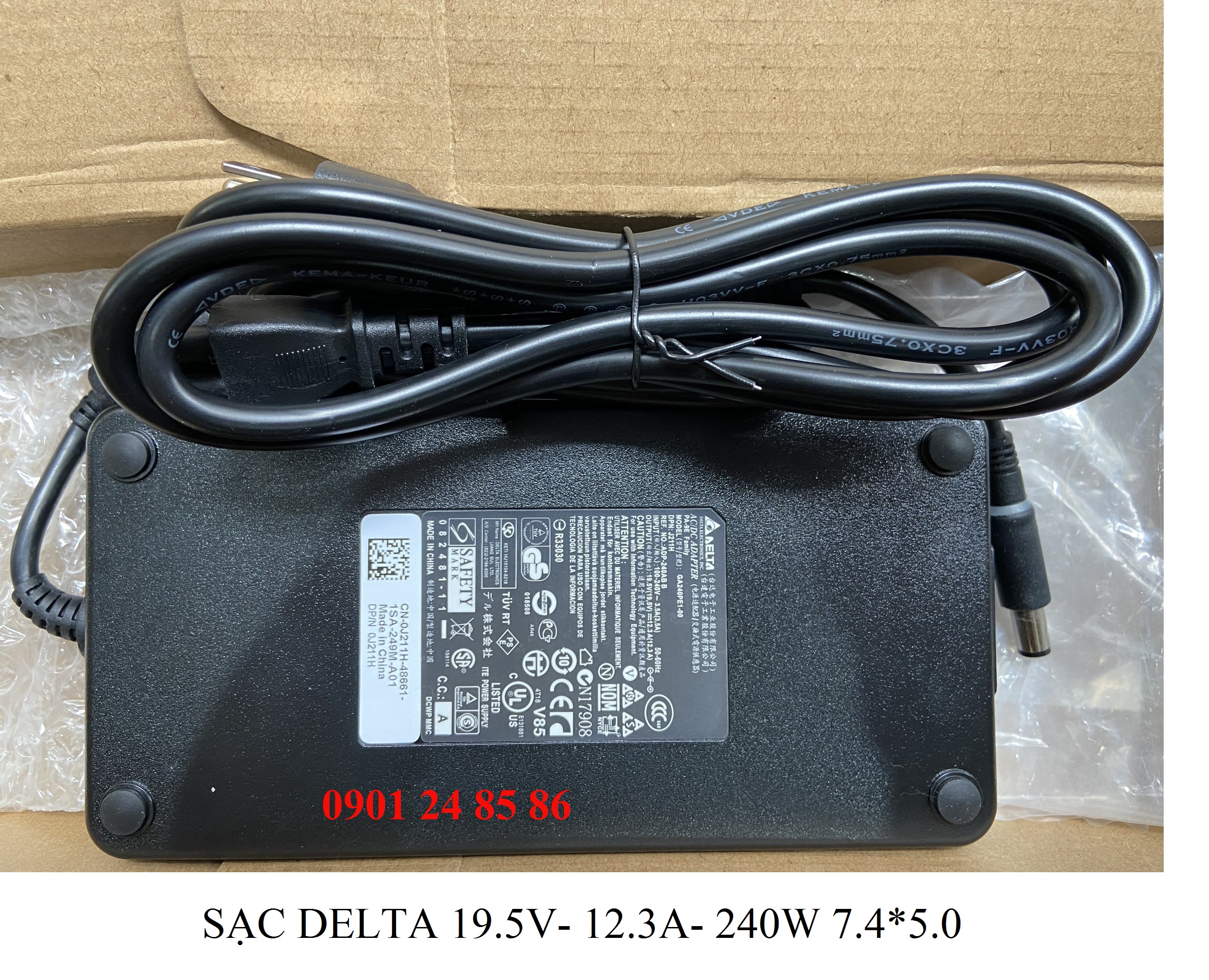 [Adapter] Sạc Laptop Chính Hãng Delta Alienware M17x R2/ Alienware M17x R3/ Alienware M17x R4/ Alienware M18x/ Precision M4700/ M6700/ M6800 - DELTA 19.5V-12.3A-240W-7.4MM*5.0MM